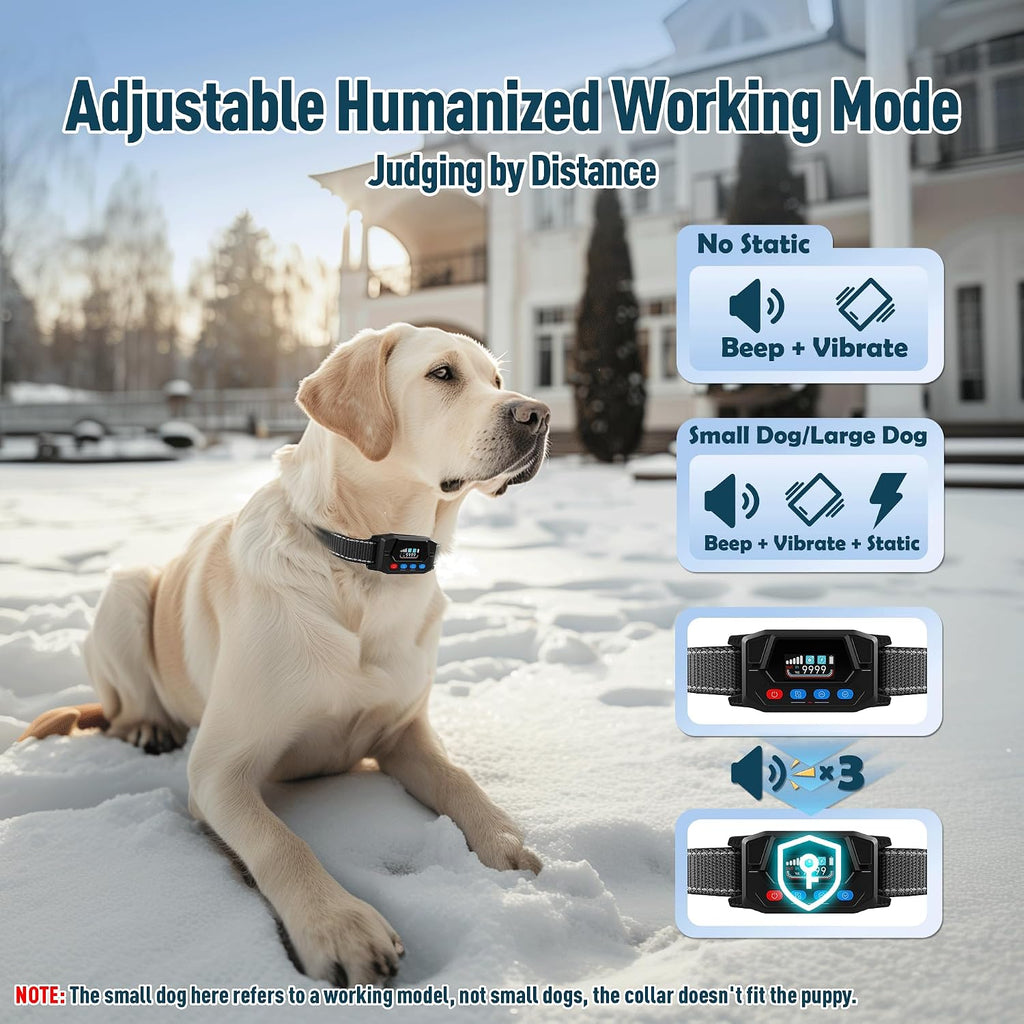 GPS Wireless Dog Fence for 2 Dogs - Electric Fence for Large Medium Dogs with 3 Warning Modes, Adjustable Radius