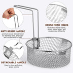 Deep Fryer Basket 2L Stainless Steel Round Fry Strainer with Handle