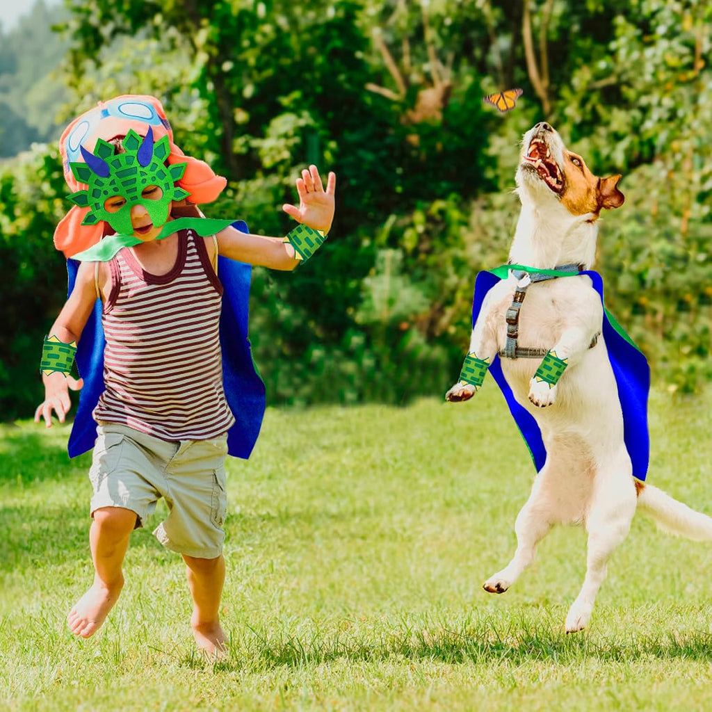 Dinosaur-Costume for Kids Dinosaur Cape Mask Cuffs as Dress-Up Toy | 4-Pcs Dragon Capes Costume Set as Birthday Party