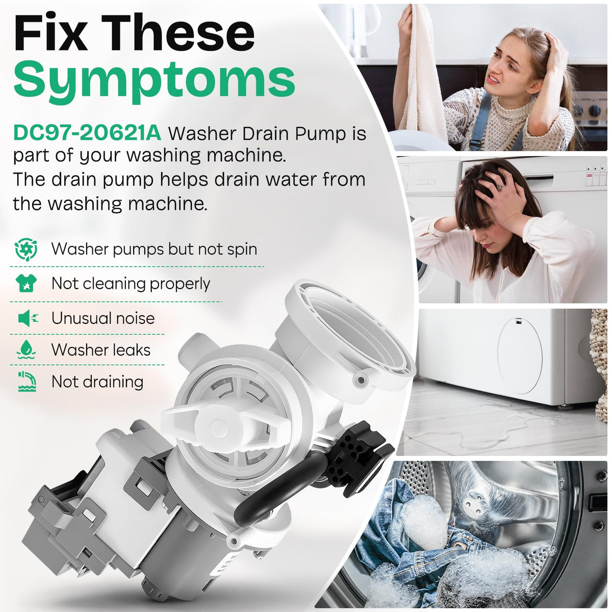 For Samsung WF46BG6500AEUS Washer Water Drain Pump Repair Component