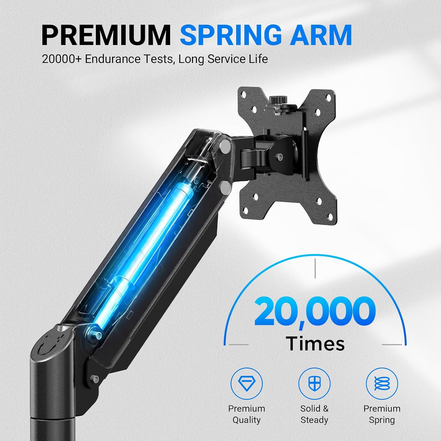 Gas Spring Monitor Mount for 13-32″, Dual Monitor Arm, Easy Install | Full Motion Adjustable 360° Rotate Swivel Tilt