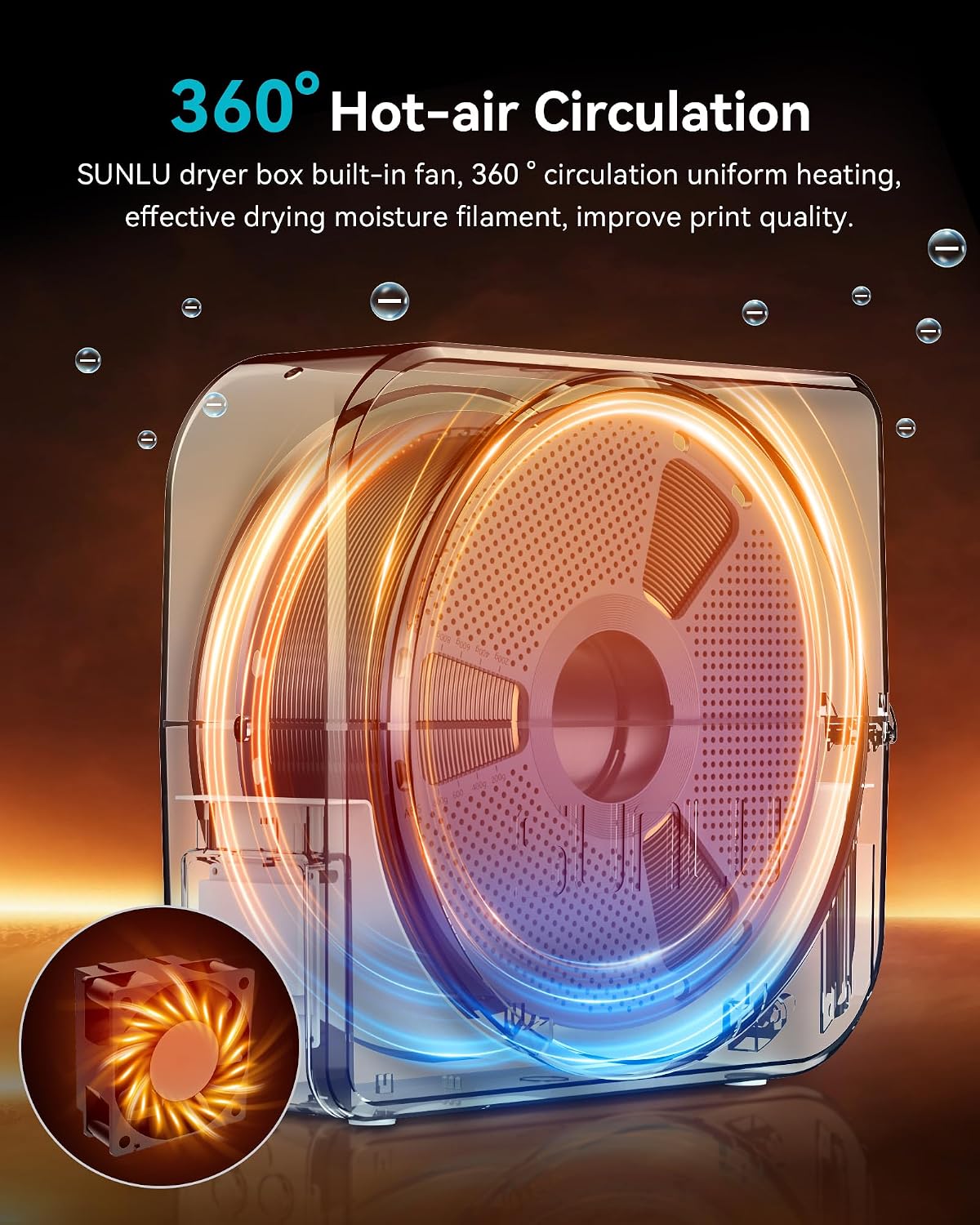Official Filament Dryer S1 Plus, Built-in Circulation Fan, Filament Dryer Box Storage Box for 3D Printer Filament