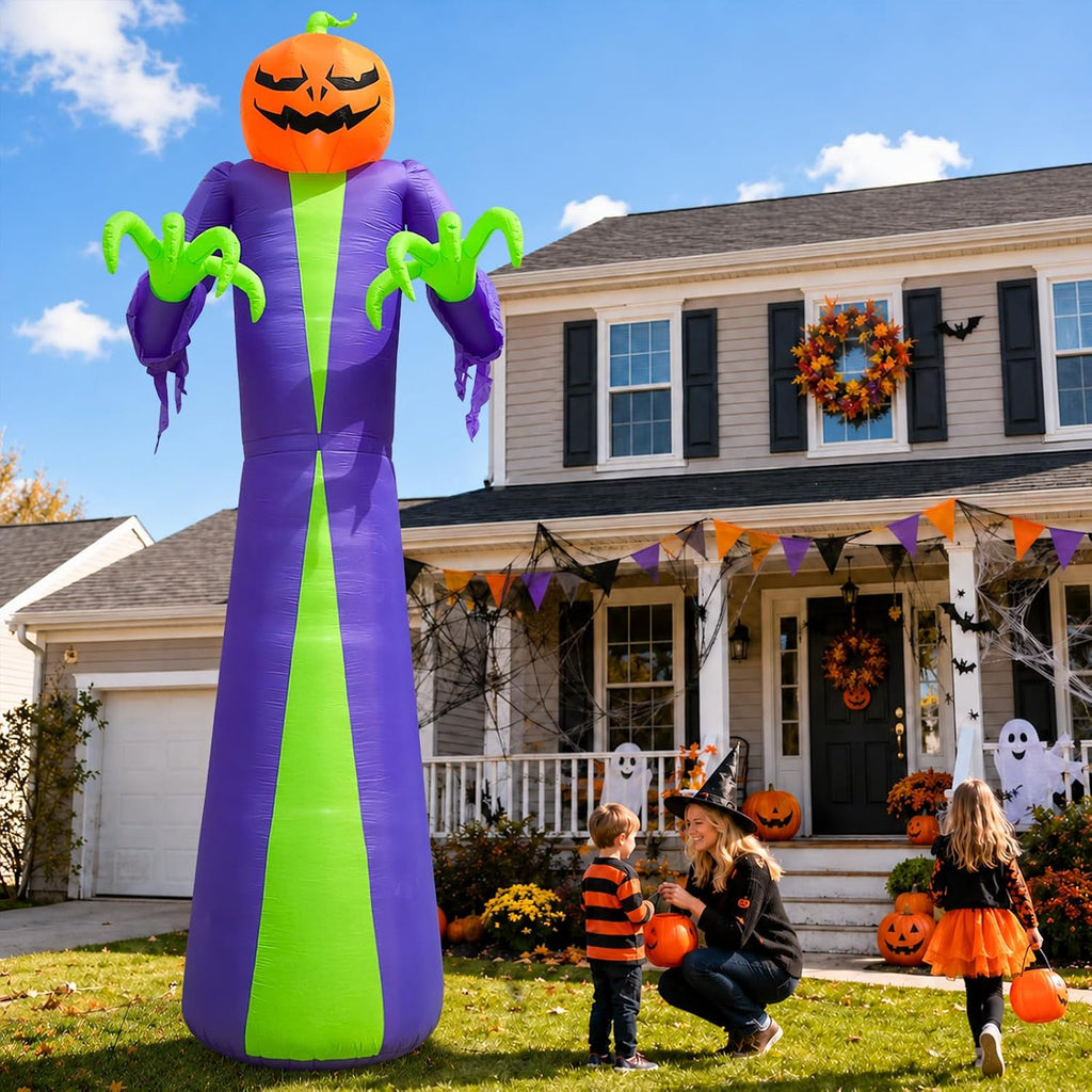 14 FT Giant Halloween Inflatable Pumpkin Outdoor Decorations | Built in 5 LED Lights,Blow Up Pumpkin for Yard Lawn