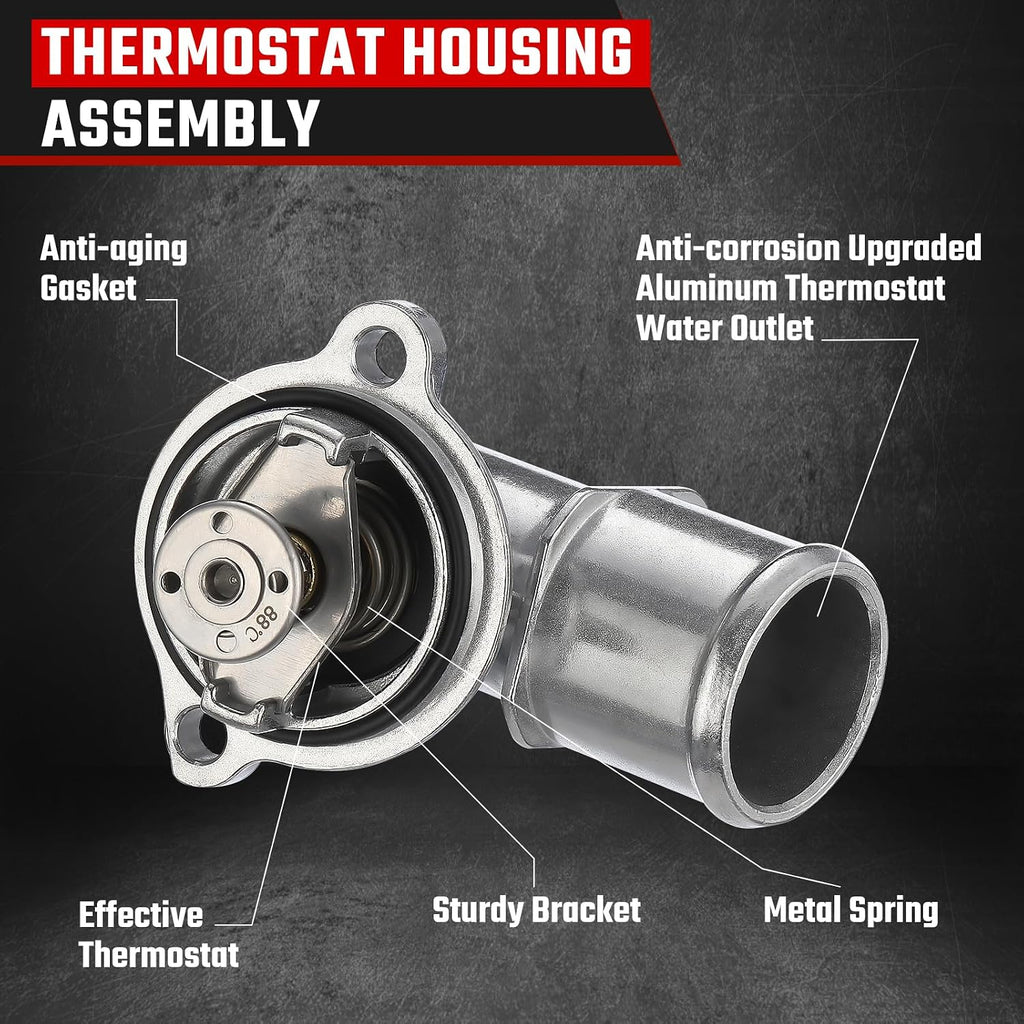 902-3040 Upgrade Aluminium Coolant Thermostat Housing Assembly Fit for Ram 1500 2014-2022 Fit for Jeep 2021-2022 Gladiator 2014-2021 Grand Cherokee 2020-2022 Wrangler 3.0L Replace 68253514AA