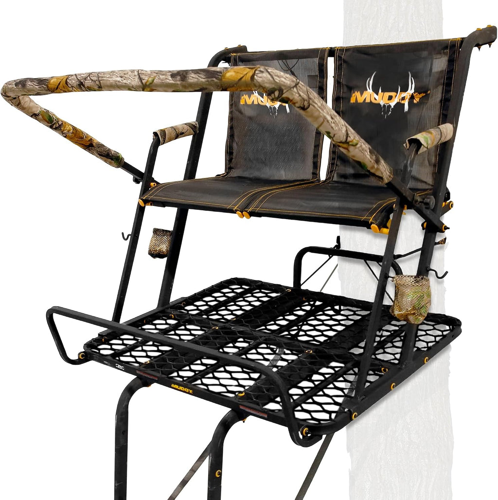 2-Person Ladder Tree Stand for Deer Hunting,17' Tall, Black | The Partner - Adjustable Climbing Treestand with