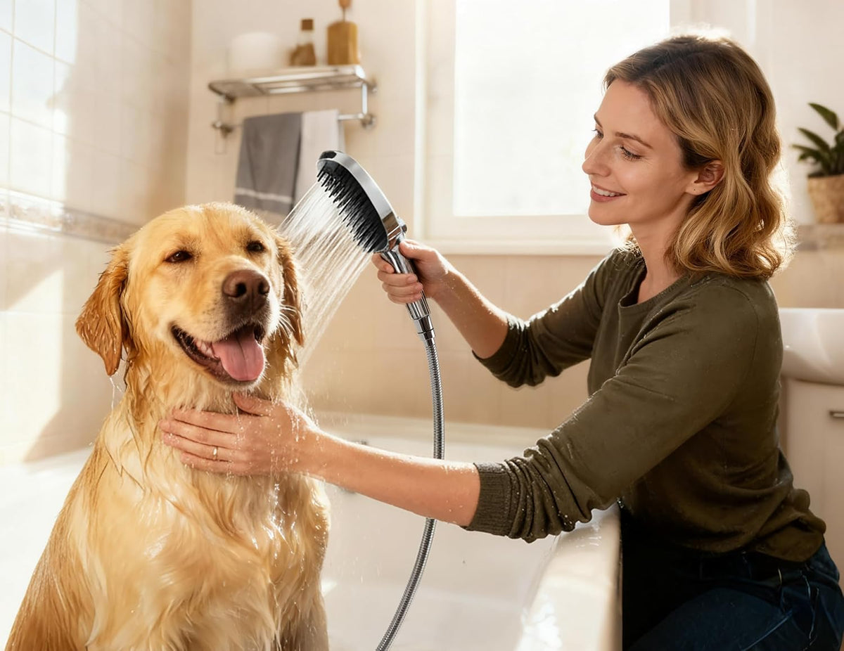 3Mode Dog Shower Attachment with Pause Mode Indoor & Outdoor Use