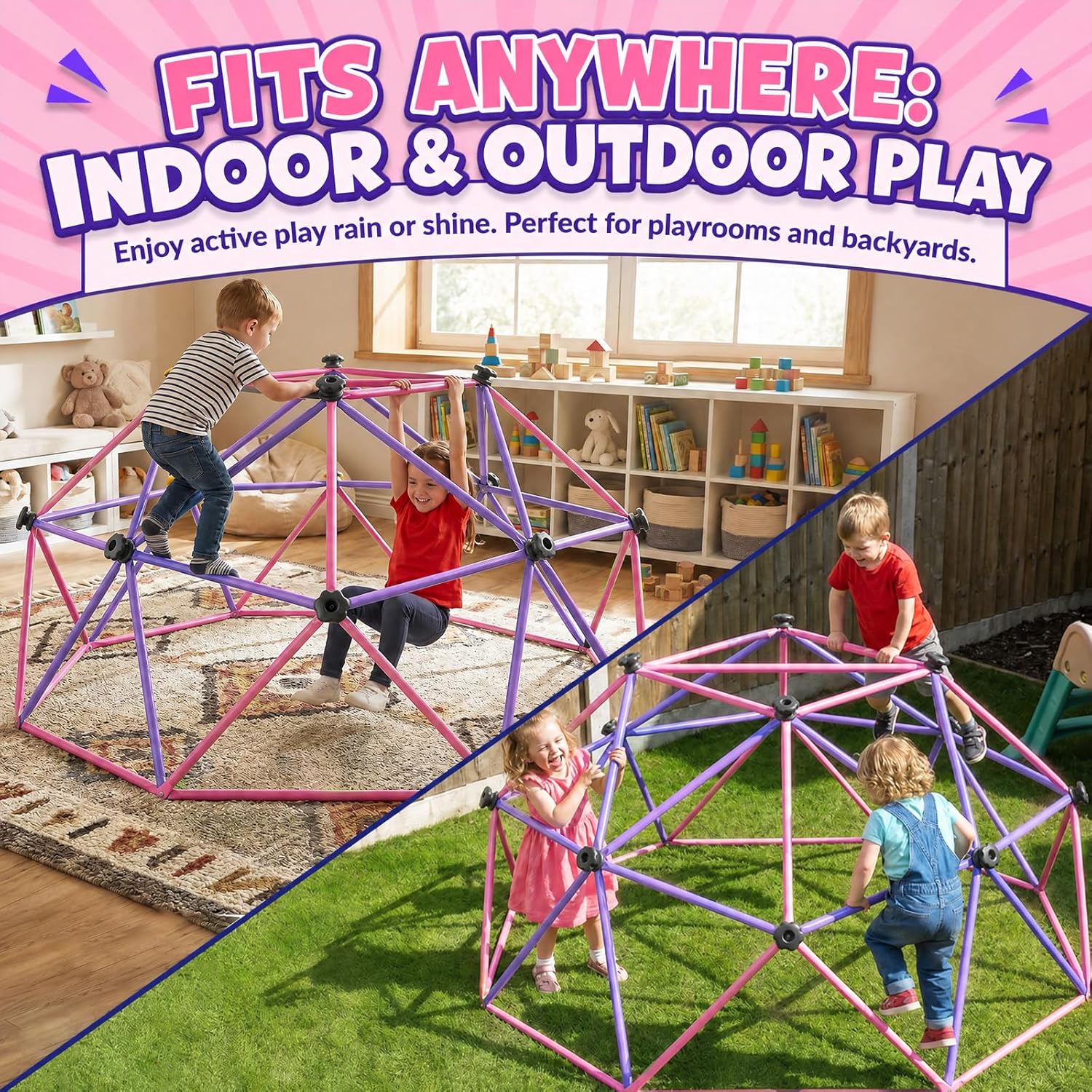6FT Climbing Dome for Kids 3-8, Jungle Gym for Indoor and Outdoor, Geometric Dome Climber Supporting 440 Lbs