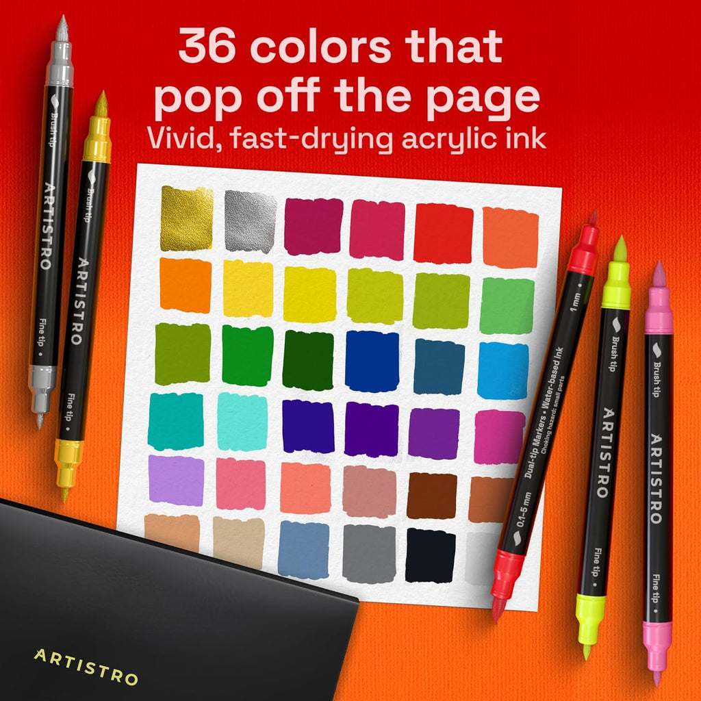 36 Acrylic Paint Markers - Paint Pens for Drawing - For Fabric, Rock, Glass, Wood, Molds - Arts & Crafts Gift for