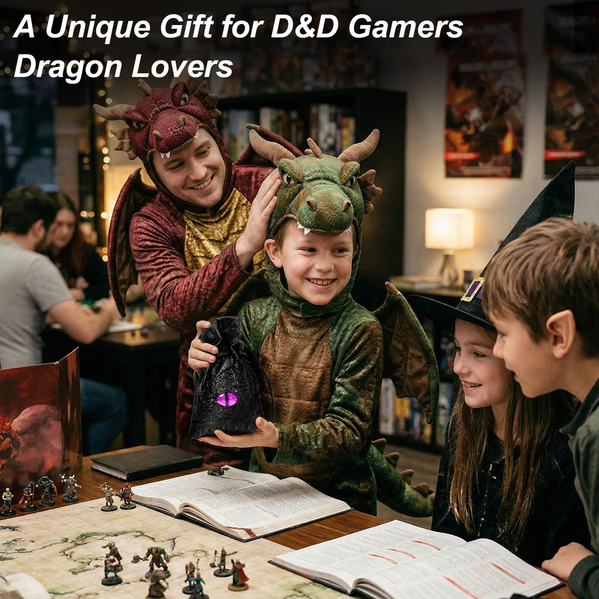 Dragon Dice Bag, PU Leather Pouch with 3D Glass Dragon Eye