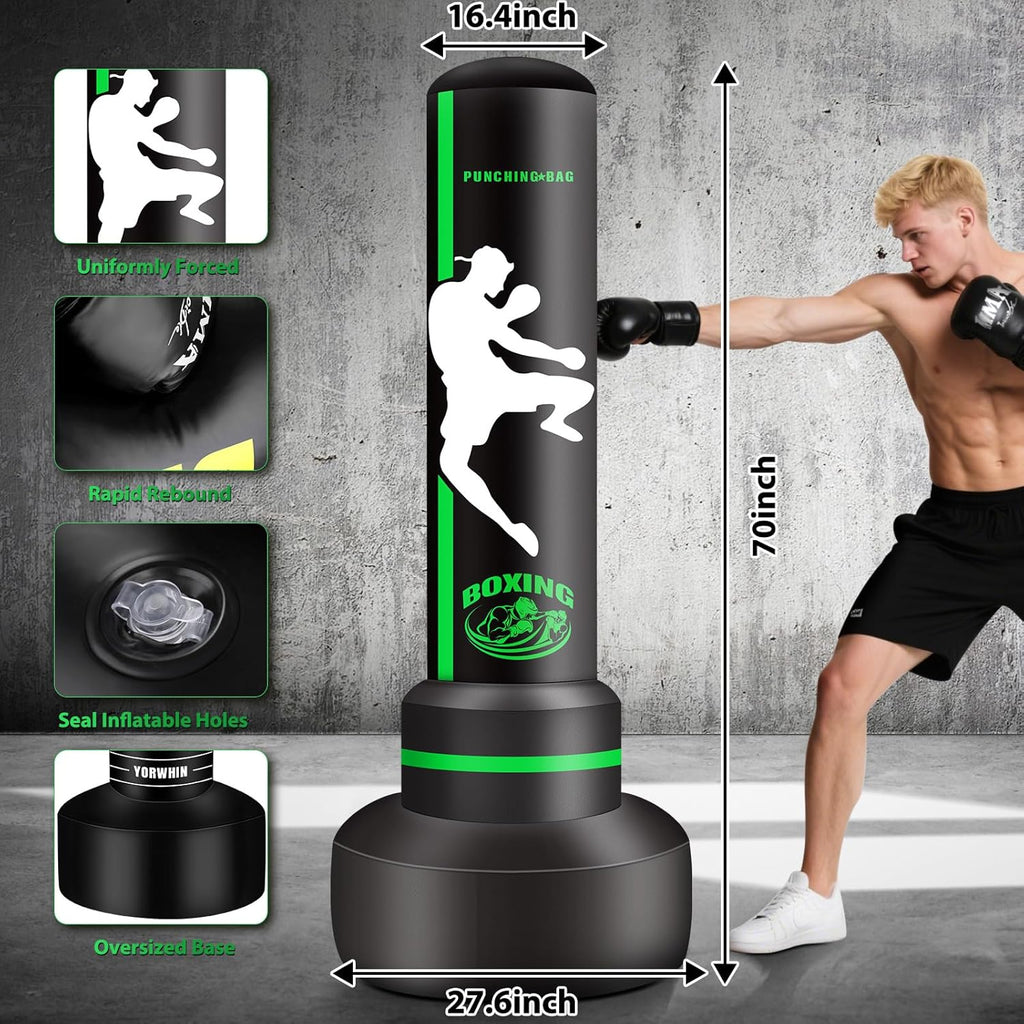 Freestanding Punching Bag with Gloves, 70'' Heavy Boxing Bag with Stand for Adult Teens, Standing Women Men