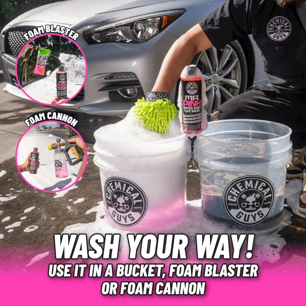 Mr. Pink Car Wash Soap, Foam Cannon & Bucket Wash, 128 oz | Thick foaming suds lift dirt and grime in foam cannons