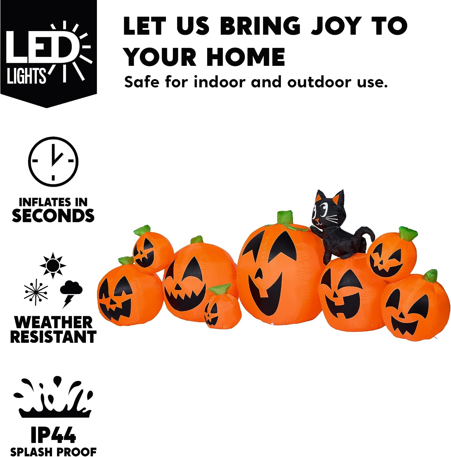 10 FT Long Halloween Inflatables Outdoor Decorations, Blow Ups Inflatable Pumpkin for Yard with Witch's Cat, 8 Pcs