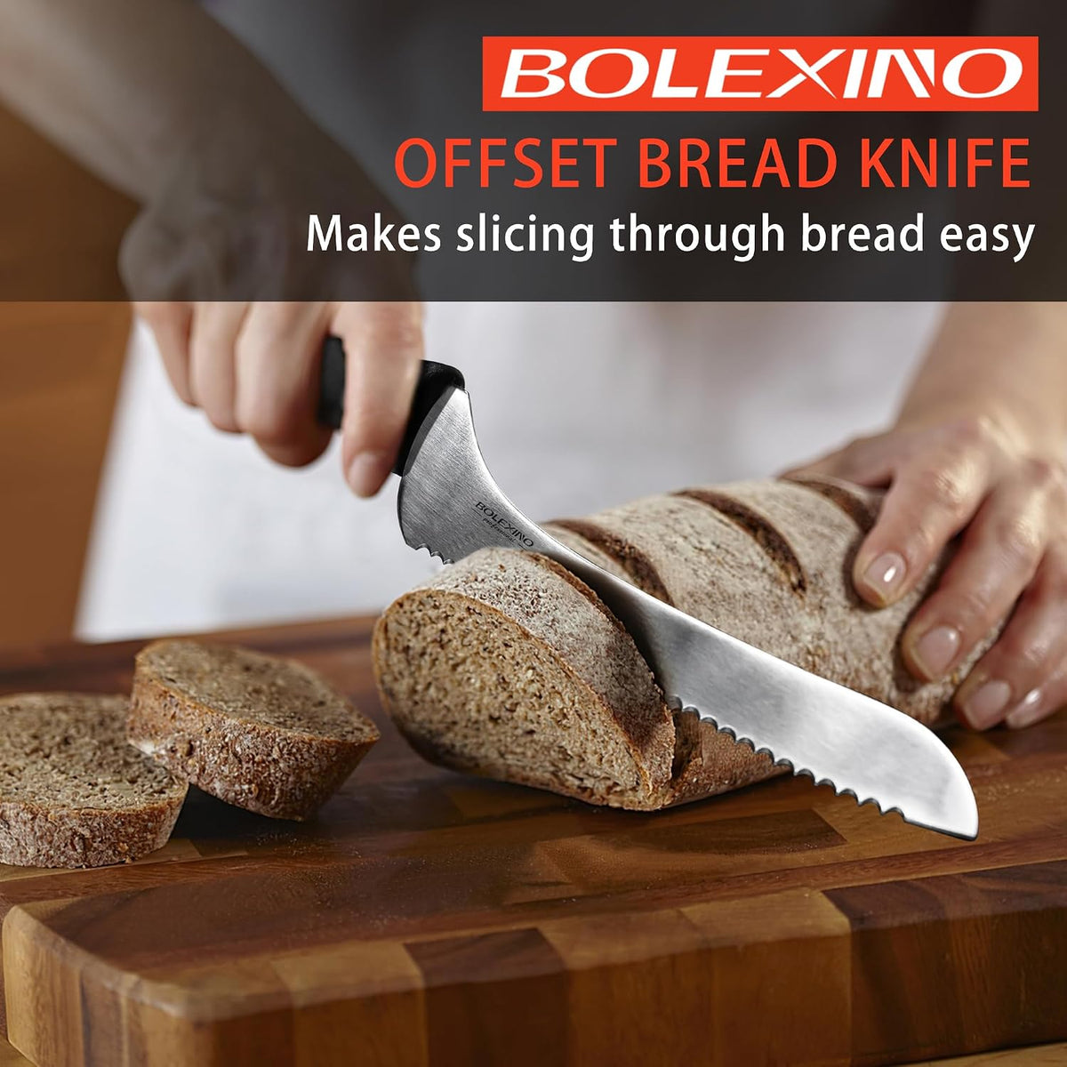 9 Inch Offset Serrated Bread Knife, for Homemade Sourdough & Cake