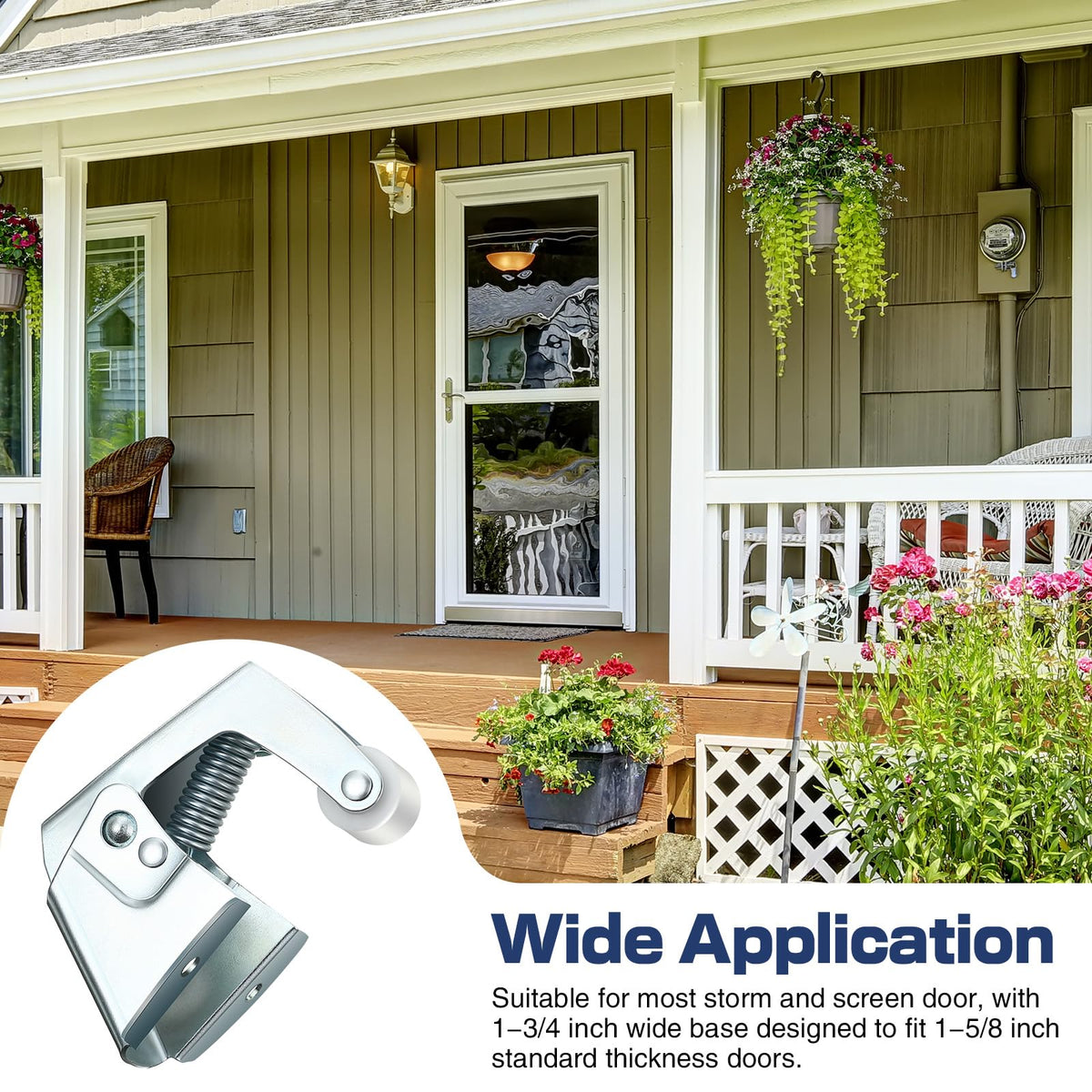1 Pack Screen and Storm Door Catch, 1-3/4 x 1-5/8 in, Sliver