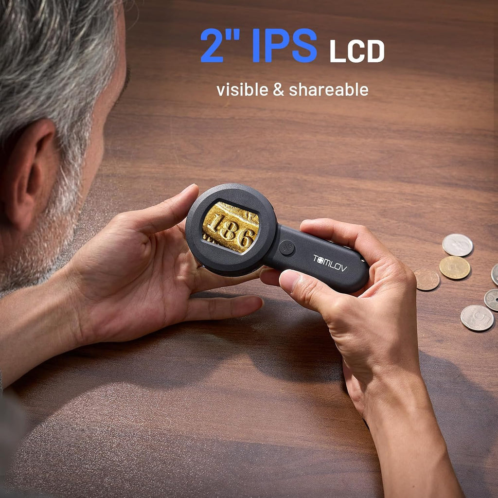 P10 Microscope for Adults Kids, Handheld Coin Magnifier with Light for Error Coins, Portable Trichome Magnifying