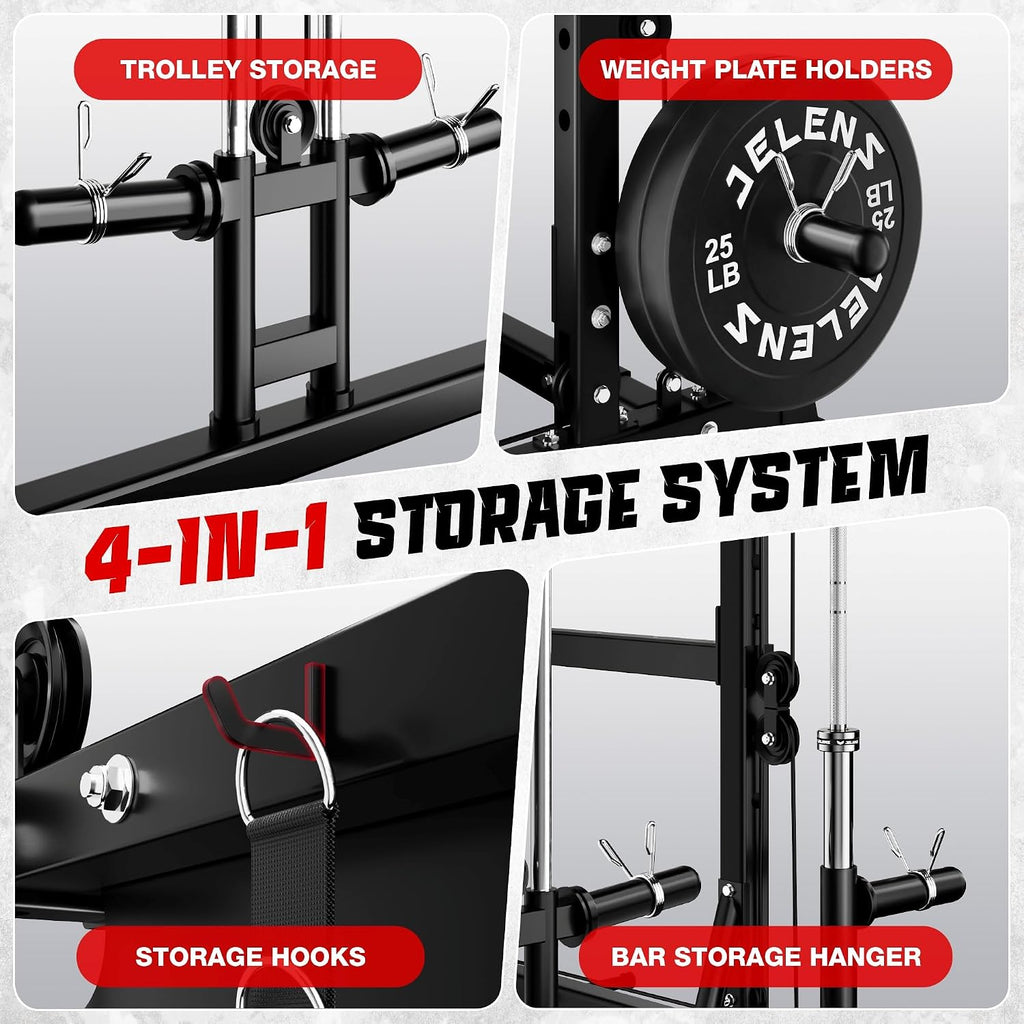 C12 Power Rack, 2000LBS Squat Rack with Cable Crossover System, Workout Cage with More Training Attachments for Home Gym