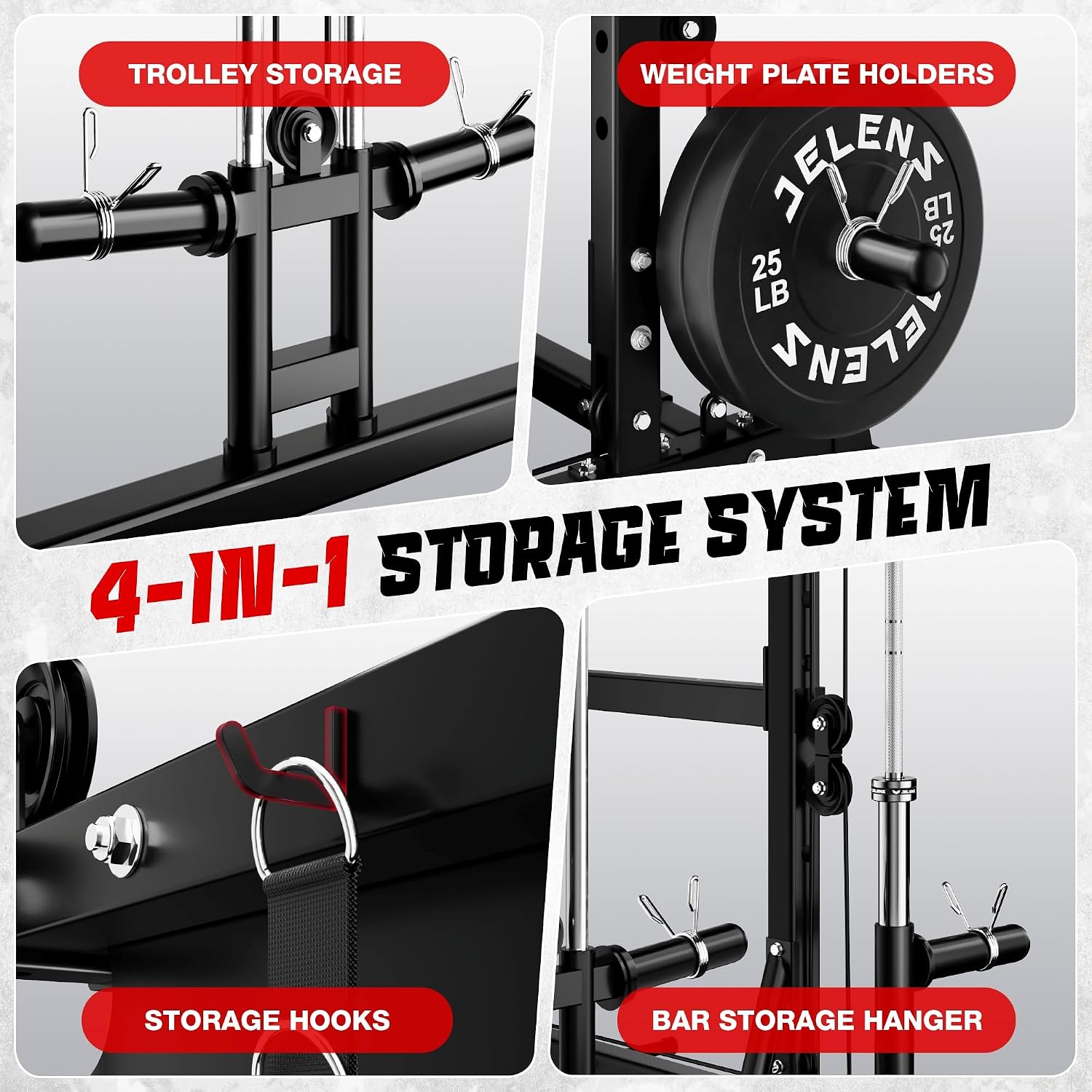 C12 Power Rack, 2000LBS Squat Rack with Cable Crossover System, Workout Cage with More Training Attachments for Home Gym