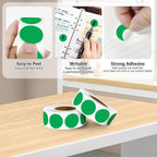 Color-Coded Dot Sticker 1 inch Permanent Adhesive Round Label Green 4 Rolls