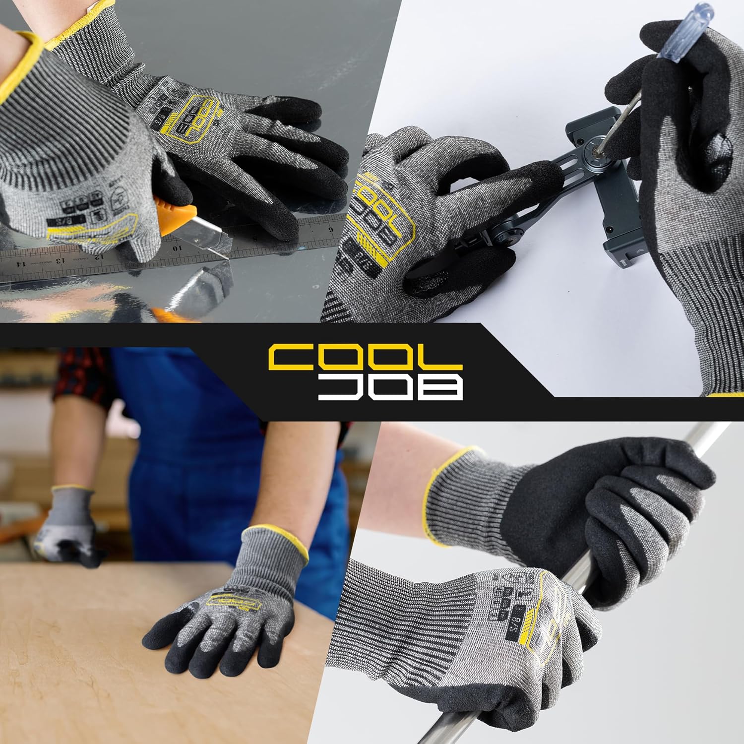 ANSI A5 Cut Resistant Gloves - 1/3/12 Pairs, Nitrile Rubber Dipped Safety Work Gloves for Men, Knife Proof with Grip