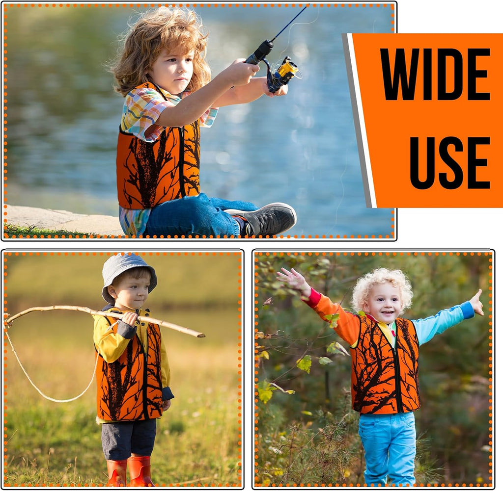 2 Pcs Kids Hunting Vest & Beanie Set Reflective Hunting Clothes Blaze Vests for Night Hiking Outdoor