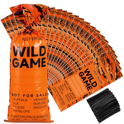 200 Pcs Wild Game Meat Bags Freezer 1 lb Ground Meat Bags, Orange