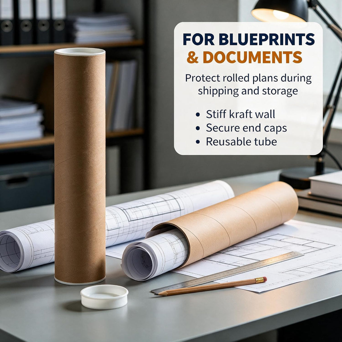3"x15" Mailing Tubes with Caps, 8 Pack Cardboard Shipping Tube