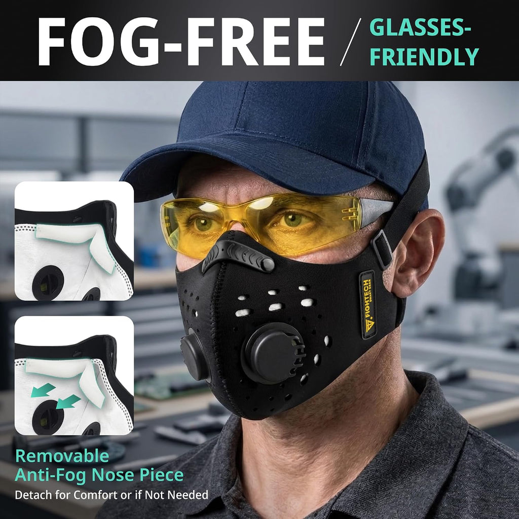 Dust Mask – Reusable Face Mask with Carbon Filters & Air Valves for Woodworking, Construction & Moving