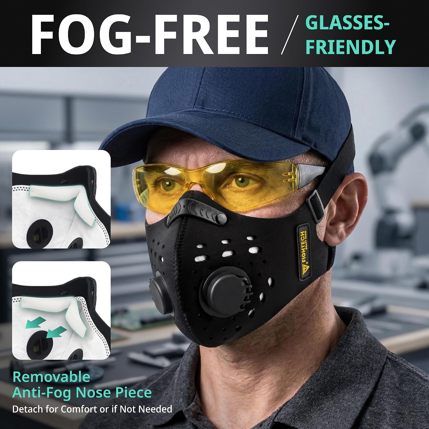 Dust Mask – Reusable Face Mask with Carbon Filters & Air Valves for Woodworking, Construction & Moving