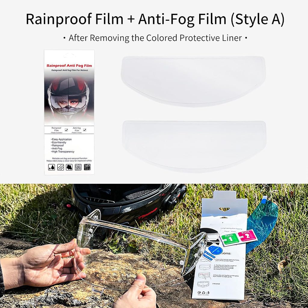 Universal Helmet Visor Anti-Fog Film + Rainproof Film, 2 PCS丨Style A | Motorcycle Helmet Lens Film, Alternative to