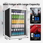 4.5 Cu.Ft Beverage Refrigerator, 145 Can Mini Fridge, Silver