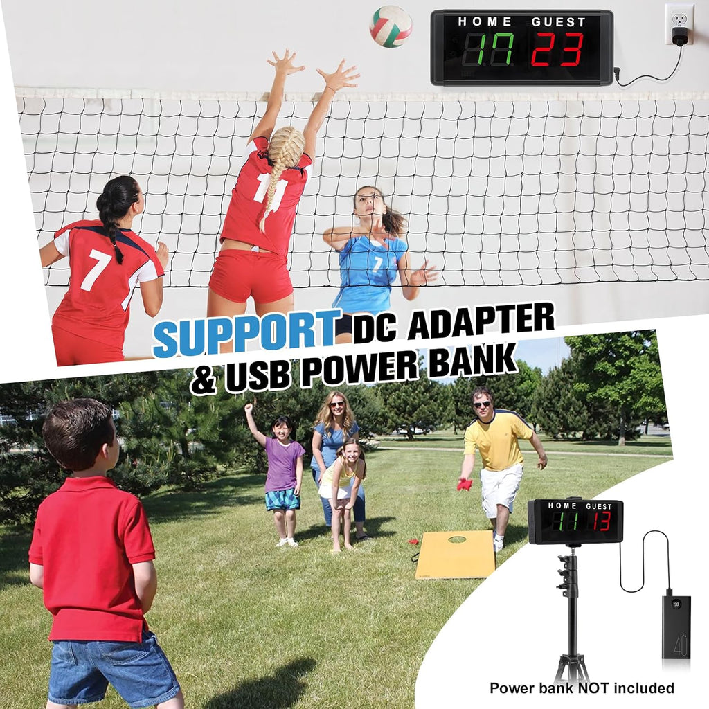 LED Electronic Scoreboard Digital Score Keeper with Remote & Tripod, Basketball Scoreboard with Shot Clock & Timer &