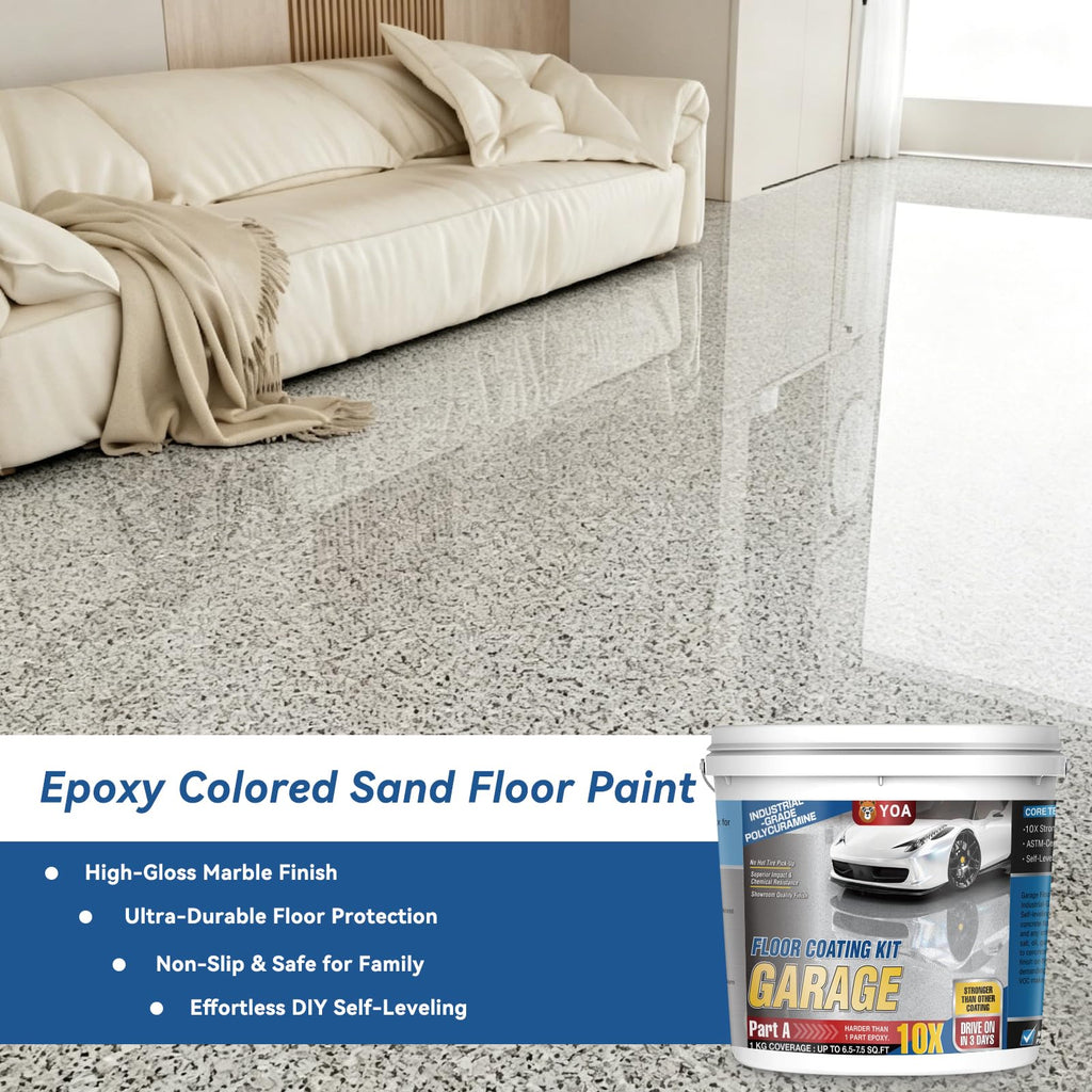 Epoxy Colored Sand Self Leveling Flat Floor Paint (Beige 5 Gallon)