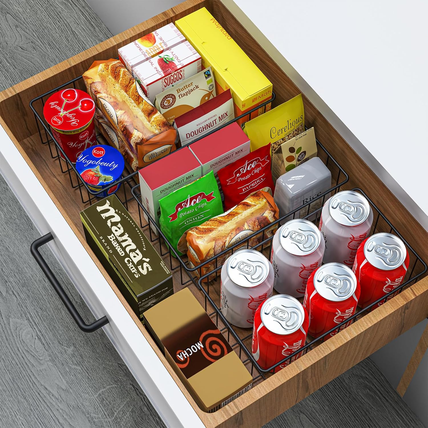 12 PACK (3 Szie) Small Wire Storage Baskets for Organizing,Pantry Organization Bins for Cabinets, Metal Basket for