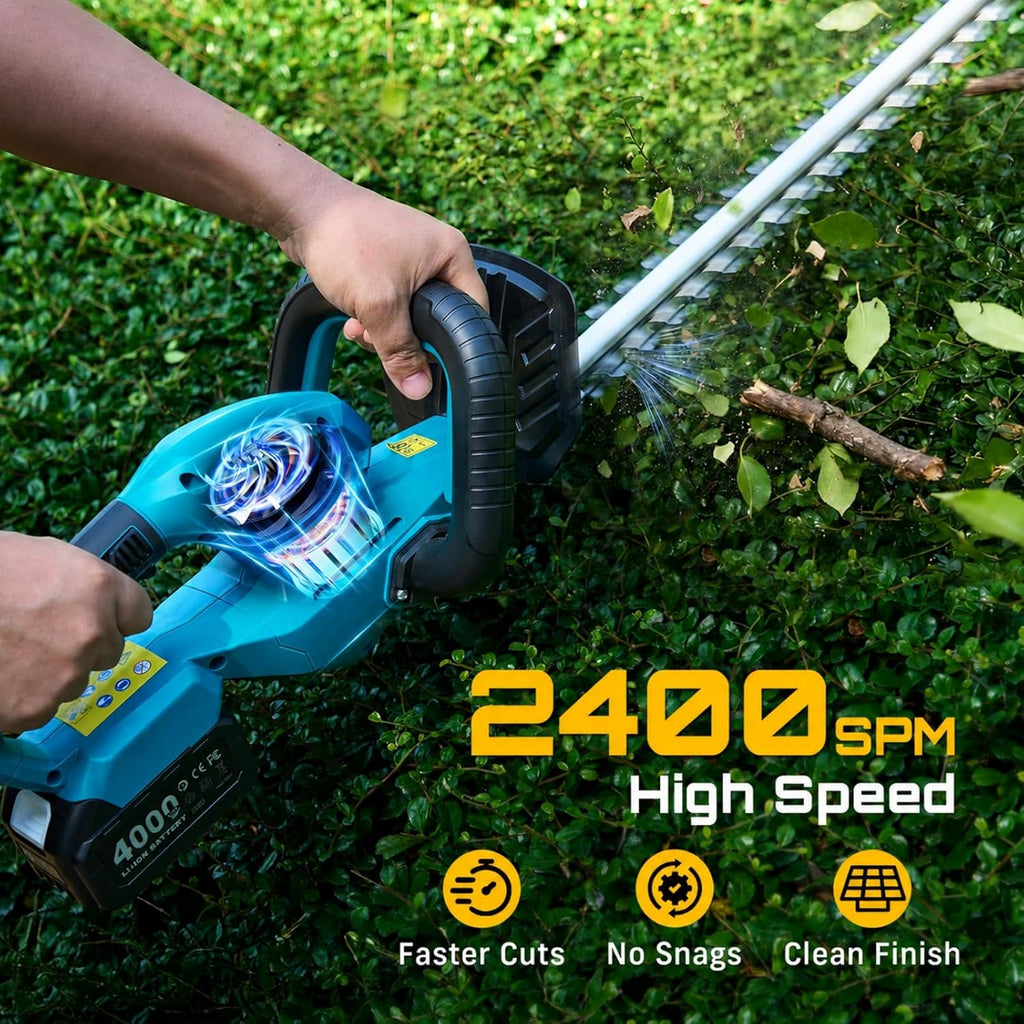 20" Hedge Trimmer Cordless with 2× 4.0Ah Battery, Lightweight Design | 180° Rotatable Handle, 3/4" Blade Gap, Easy to