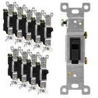 ENERLITES 10 Pack Toggle Light Switch, Single Pole Wall Switch, Black