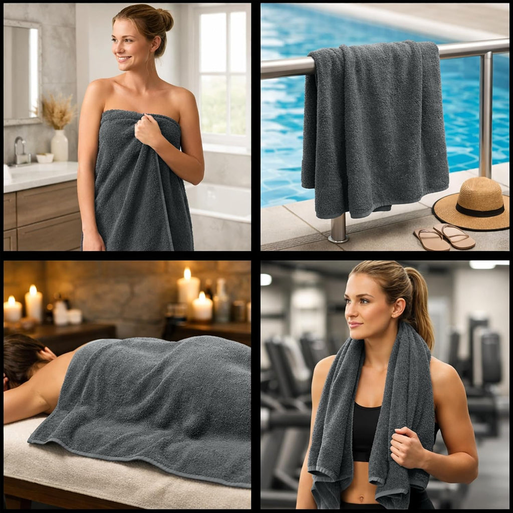Pack of 8 Towels Set, 2 Large Bath, 2 Hand, 4 Face Washcloths, 100% Cotton Hotel Quality, Super Soft, Quick Dry