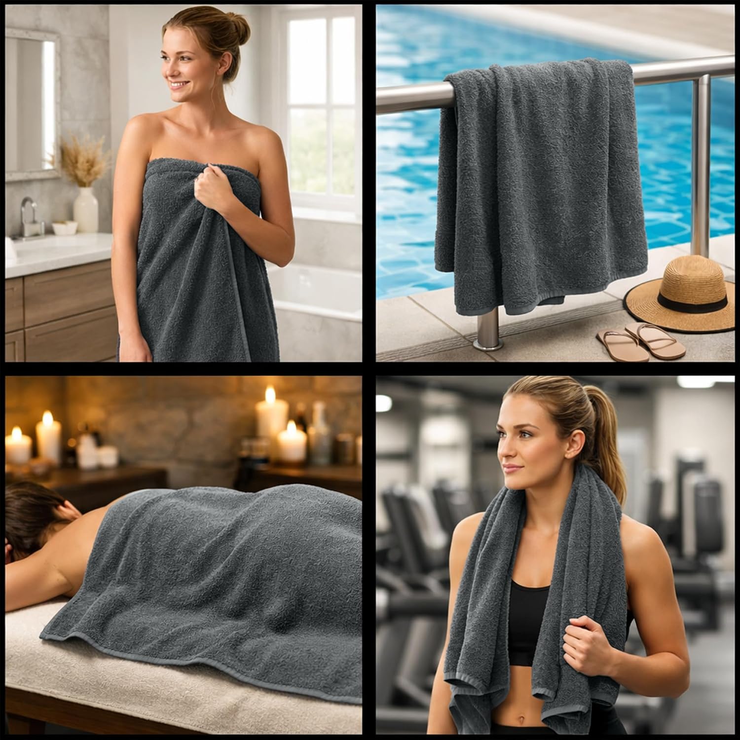 Pack of 8 Towels Set, 2 Large Bath, 2 Hand, 4 Face Washcloths, 100% Cotton Hotel Quality, Super Soft, Quick Dry
