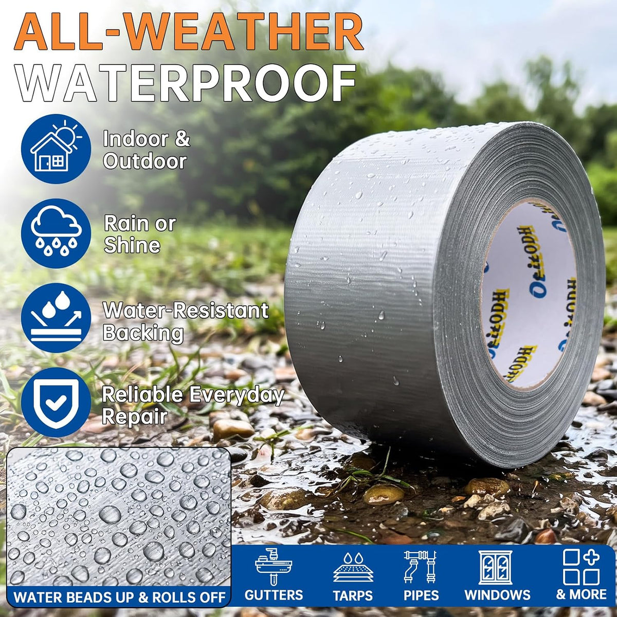 Silver Gray Duct Tape Bulk, 3 Inches x 55 Yards, 6 Pack
