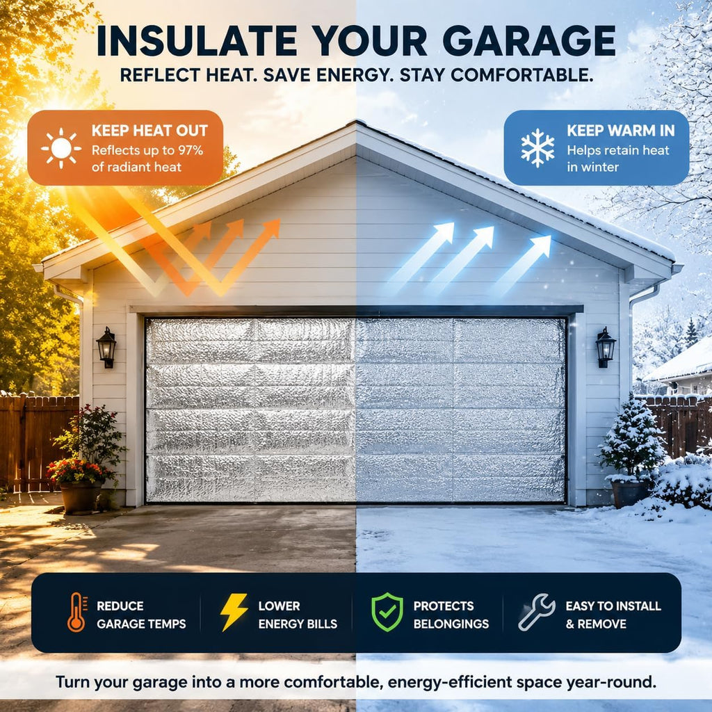 Garage Door Insulation Kit - 8PCS 24X48 inch Double Bubble Panels Reflective Insulating Aluminum Foil with Aluminum