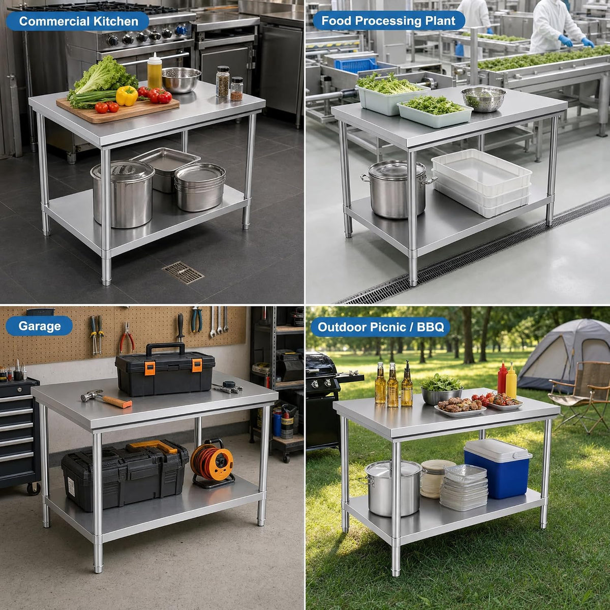 20x31.5 Stainless Steel Work Table,900-lb Capacity,Height Adjustable