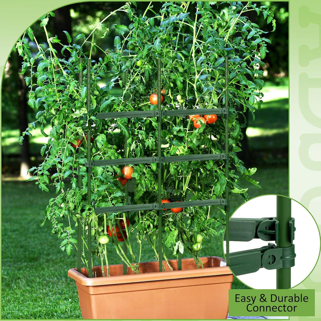 24 Pcs Garden Adjustable Stake Arms for Tomato Cage 10 to 14'' Plant Stake Connectors Expandable Trellis Climbing Rod