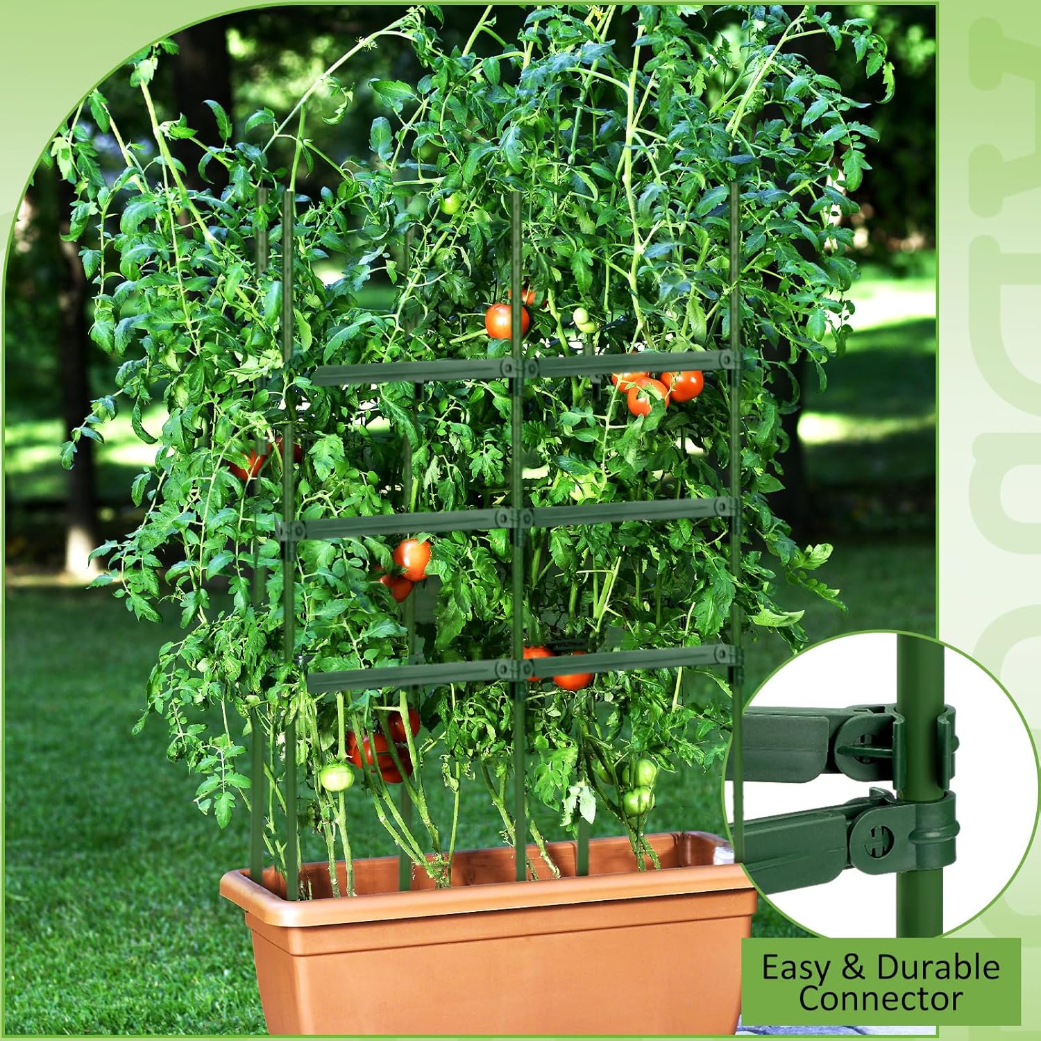 24 Pcs Garden Adjustable Stake Arms for Tomato Cage 10 to 14'' Plant Stake Connectors Expandable Trellis Climbing Rod