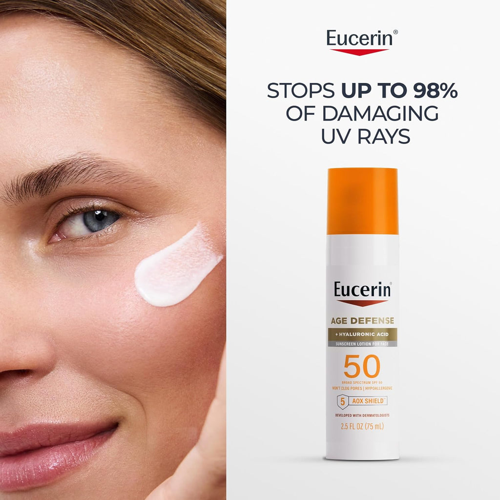 Sun Age Defense Face Sunscreen Lotion SPF 50, 2.5 FL OZ | Face Sunscreen SPF 50 with Hyaluronic Acid for Age Defense