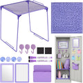 Purple Locker Organizer Accessories with Locker Shelf Whiteboard Mirror Pen Blanket Magnetic Pen Holder Hook Round