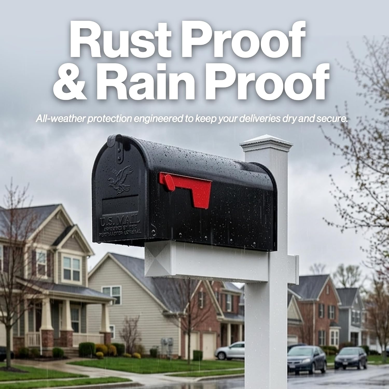 Richmond White Vinyl No-Dig Mailbox Post System with Stake | Includes ground anchor stake for easy no-dig