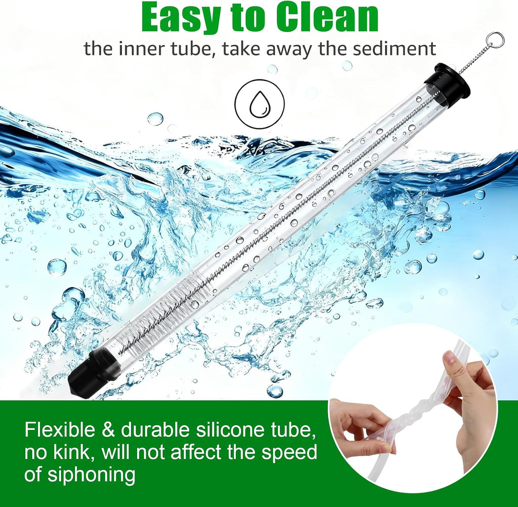14” Auto Siphon with 12.9” Bottle Wand & 5.5FT Food-Grade Silicone, Beer Wine Siphon Racking Cane fit Liquid
