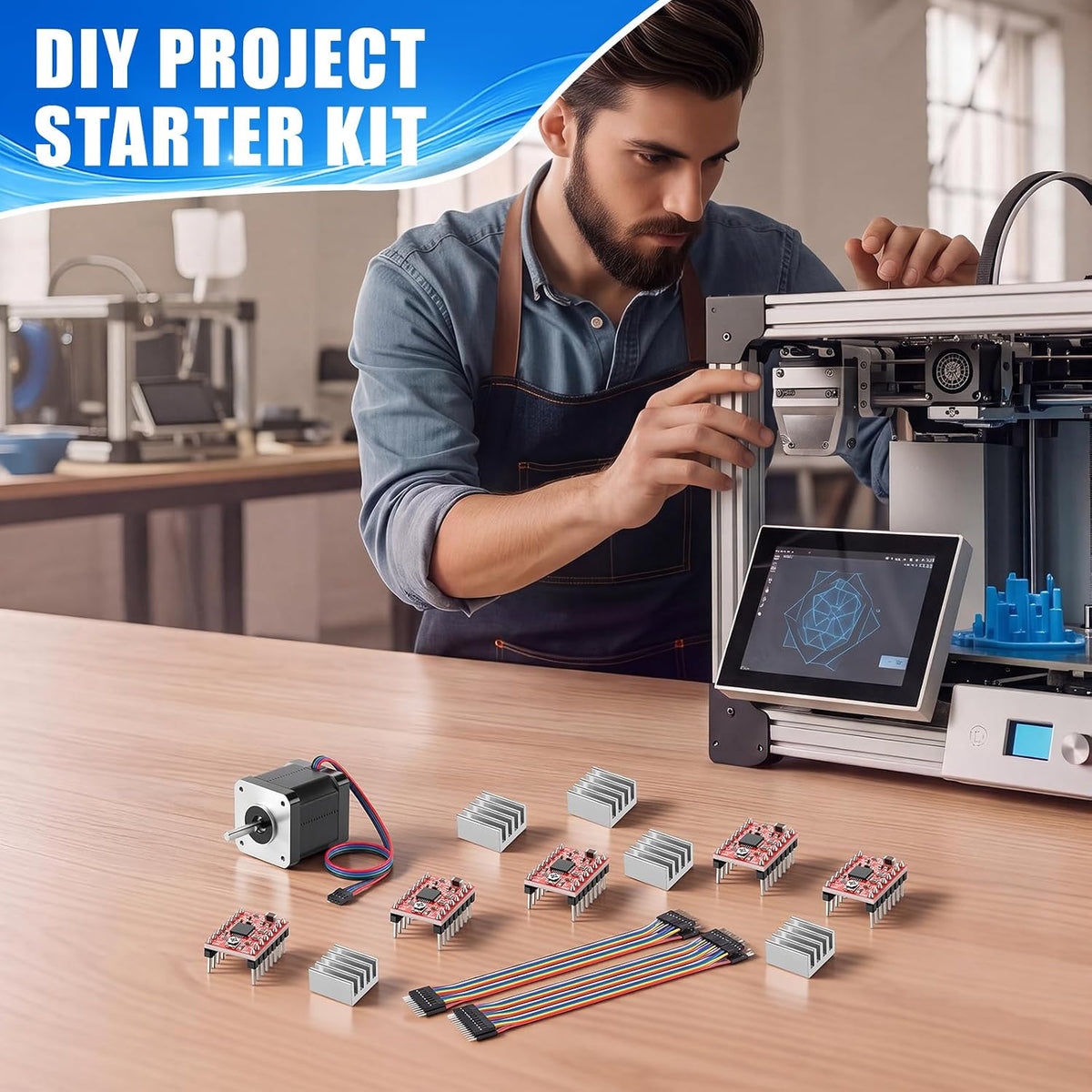 Tellegloww 9 Pcs Compatible with 3D Printer/CNC Nema 17 Stepper Motor A4988