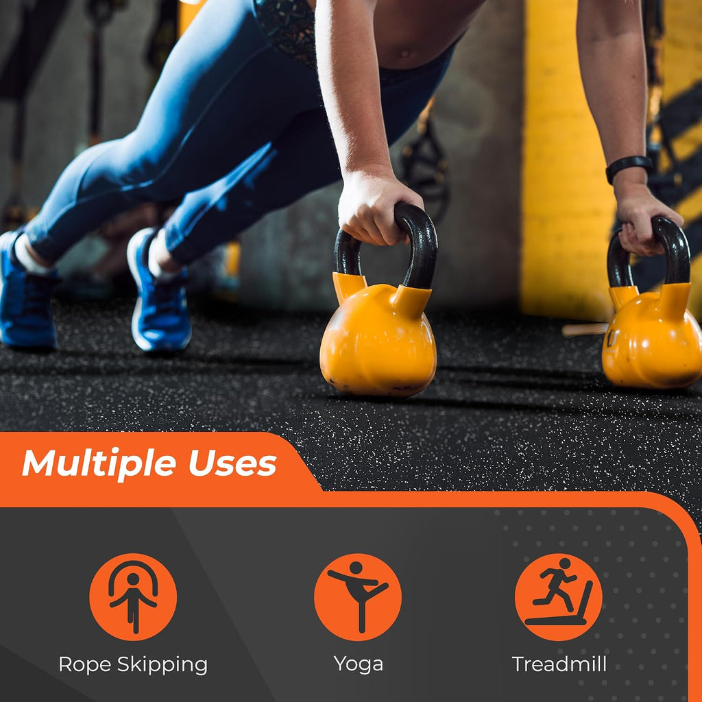 0.4'' Thick 24 Pcs 96 Sq Ft Rubber Top Exercise Equipment Mats, High Density EVA Foam Mats with Rubber Top