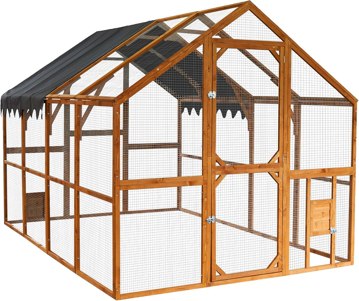110" Large Walk-in Chicken Coop Enclosure with Waterproof Roof- Spacious Outdoor Yard, Pet Cage Playpen Farm Poultry