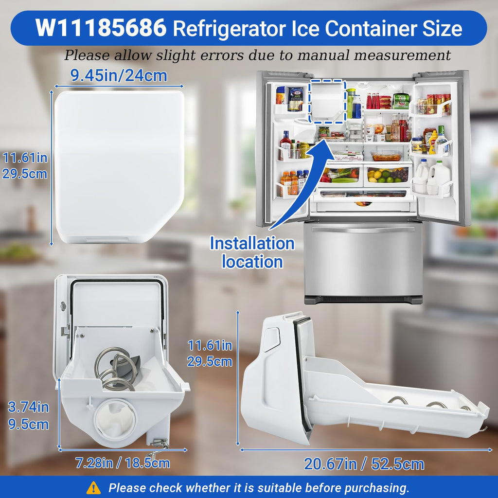 W11185686 Refrigerator Ice Container Replacement Part (OEM)